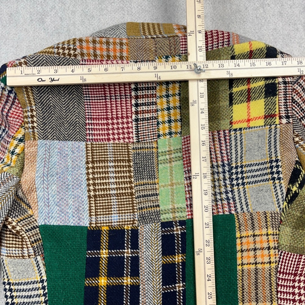 Vintage Wool Blazer Men Small Plaid Patchwork 70s 80s Sport Coat USA Made READ* - Picture 16 of 16